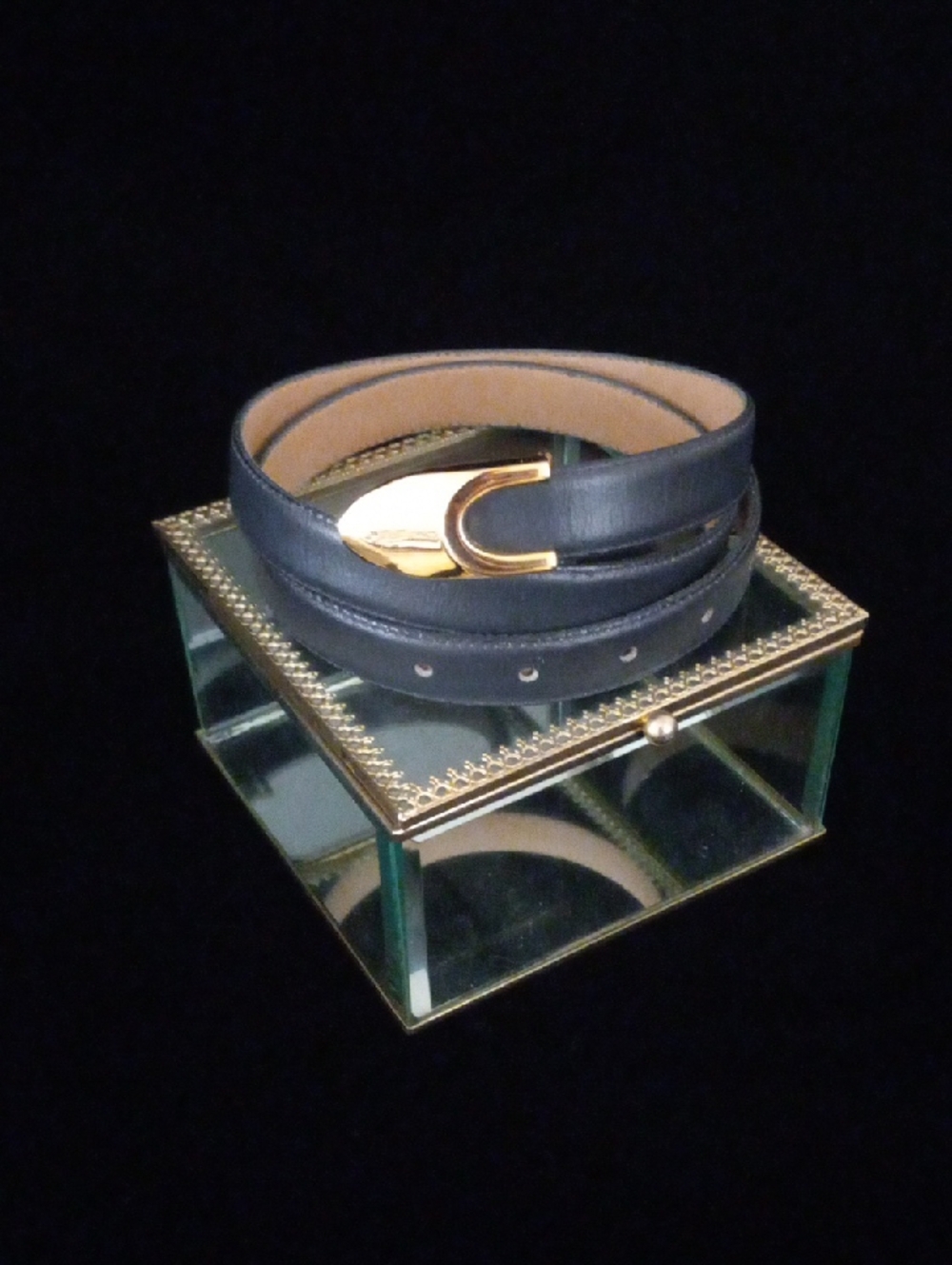 Better Belts Black Leather Wrap Belt with Gold Tone Buckle
